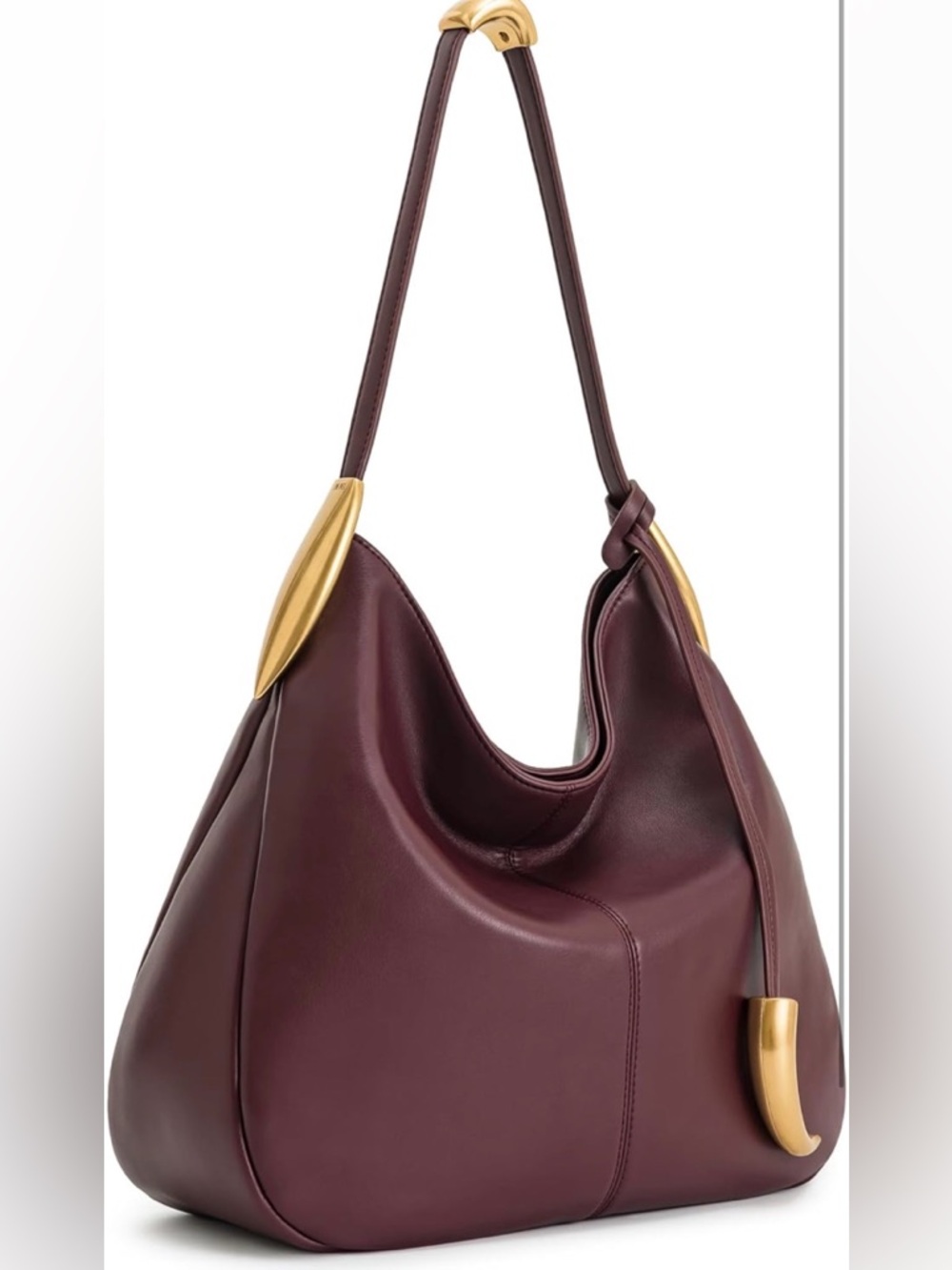 JW PEI Hobo Shoulder Bag in Deep Burgundy with Gold Accents